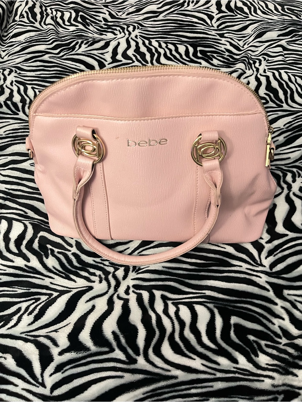 bebe Light Pink Dome Satchel with Gold Hardware